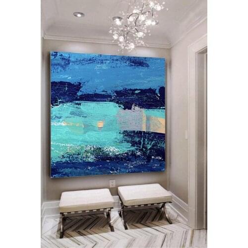 Blue Painting Seascape Painting Large Wall Art Abstract Canvas Art Landscape Painting Sunset Painting Ocean Painting Home Decor