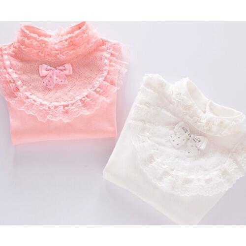 2019 Autumn girls clothes school girl blouse children clothing bow lace collar child shirt cotton blusas kids clothes age 3-15Y