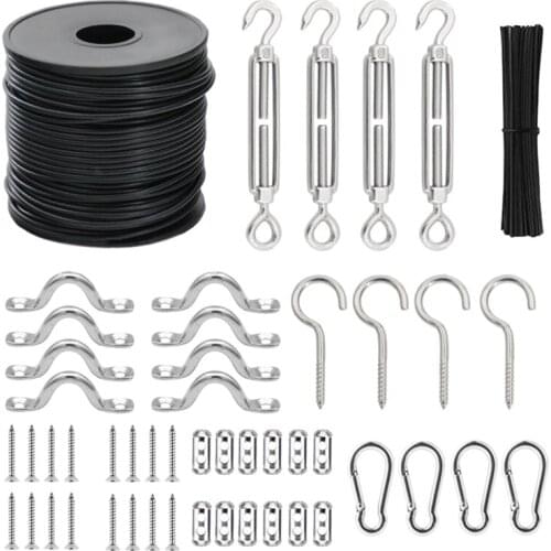 GTBL Outdoor String Light Hanging Kit, Globe String Light Suspension Kit, Coated Stainless Steel Cable Guide Wire Rope Kit