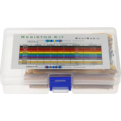 1280pcs/Box 64values Resistor Kit 1/8W 1% Metal Film Resistor Assortment Kit Set 1ohm - 10mohm resistor samples kit