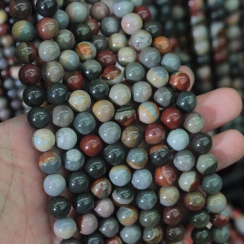 Round polychrome jaspers beads natural stone GEM beads DIY spacer beads for jewelry making strand 15" wholesale