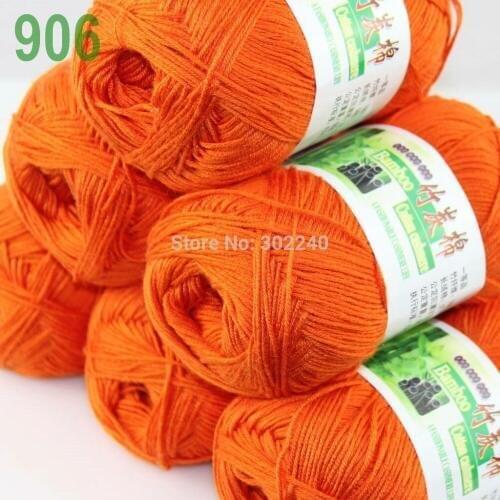 Lot of 6 Skeins Super Soft Natural Bamboo Cotton Knitting Yarn Orange 906