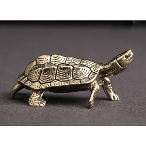 Retro Brass Longevity Tortoise Desktop Ornaments Copper Animal Figurines Miniatures Home Office Fengshui Lucky Craft Decorations