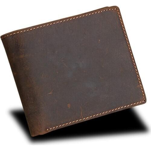 Mens Crazy horse leather short wallets Vintage genuine leather wallet Card Holder High Quality Purses for Male drop shipping