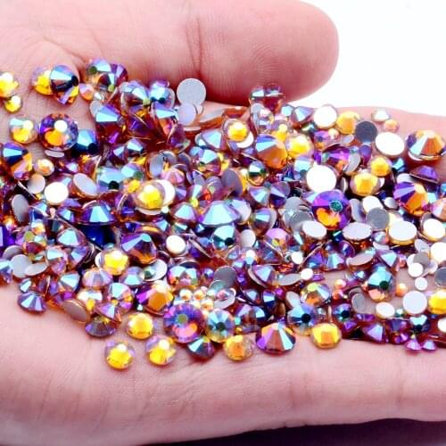 Non Hotfix Crystal Rhinestones Topaz AB SS3-SS30 And Mixed Sizes Glue On Shiny Glass Chatons DIY 3D Nails Art Accessories