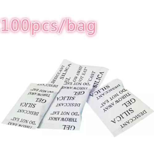 100 Packs Non-Toxic Silica Gel Desiccant Cupboard Room Luggage clothes Dehumidifier damp absorber Pouches Drypack Ship Drier