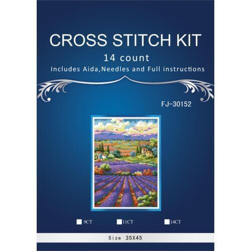 Top Quality Lovely Hot Sell Counted Cross Stitch Kit Fields of Lavender Landscape Scenic Countryside dim 70-352993th7X47CM, 14CT