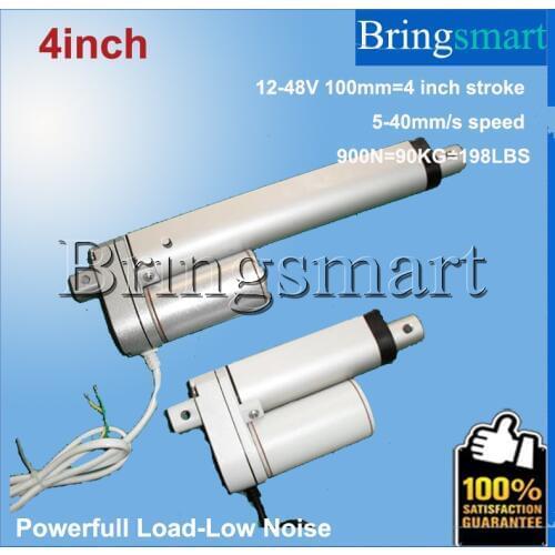 Wholesale 4 Inch Linear Actuator 12-48V DC 100mm 4 Inch Stroke Tubular Motor 900N 90KG Load Customized Speed