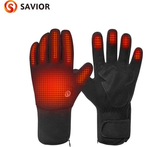 SAVIOR HEAT Cycling Electric Heated Gloves Winter Keep Warm Outdoor Sports Waterproof Windproof Anti freeze Battery 3 Level