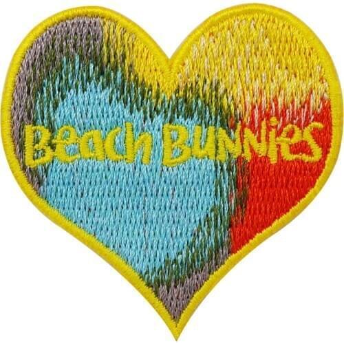 BEACH BUNNIES HEART Embroidered punk biker Patches Clothes Stickers Apparel Accessories Badge