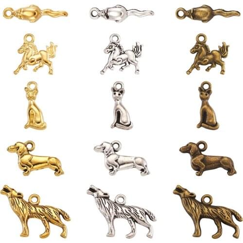 150pcs/set Tibetan Style Alloy Pendants Mixed Color Mixed Shapes for Jewelry Making Necklace Bracelet Charms Hole: 1.5mm