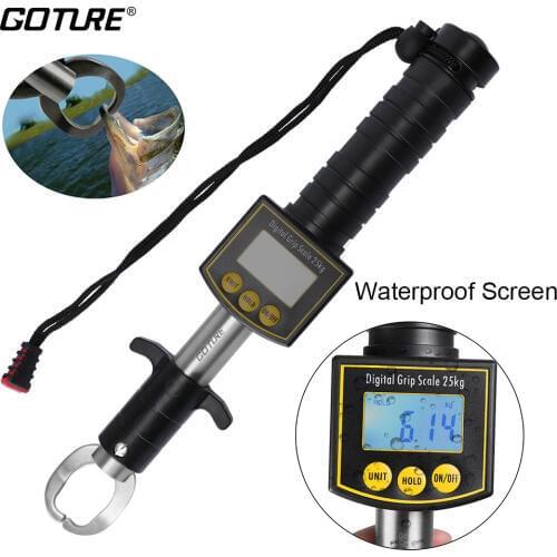 Goture Portable Fishing Gripper Stainless Steel Fishing Lip Grip with 1M Measuring Tape Ruler Digital Grip Scale
