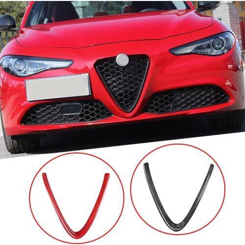 Real Carbon Fiber Car Front Grill Frame Round Trim For Alfa Romeo Giulia 2017 2018 2019 2020 Accessories