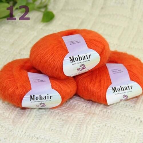 Sale New 3BallsX25g Luxury Soft Mohair Warm Wrap Shawl Hand Knit Crochet Yarn 291-12 Tangerine