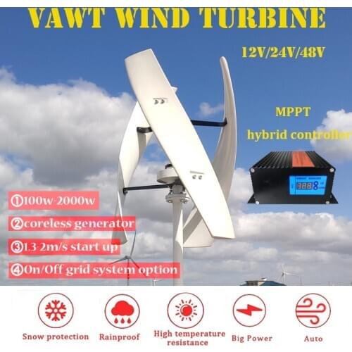 Real Power 600w 1kw 2kw 3 Blades Free Energy Vertical Axis Wind Turbine Generator 24v 48v 96v 120V 220v Homeuse Windmill Low RPM