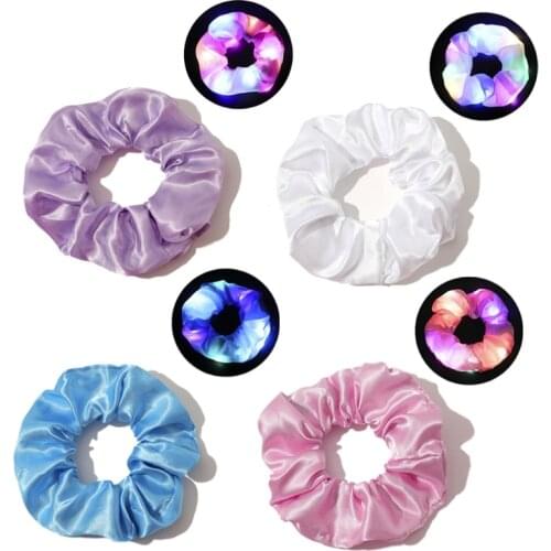 Hair Scrunchies Led Luminous Scrunchy Hair Band Satin Scrunchies Elastic Hair Tie Glow in Dark Hair Accessories Women