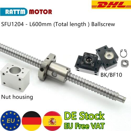 〖EU Free Delivery〗CNC 12mm Shaft SFU1204 600mm Rolled Ball Screw C7 with 1204 Flange Single Ball Nut BK/BF10 End Machined