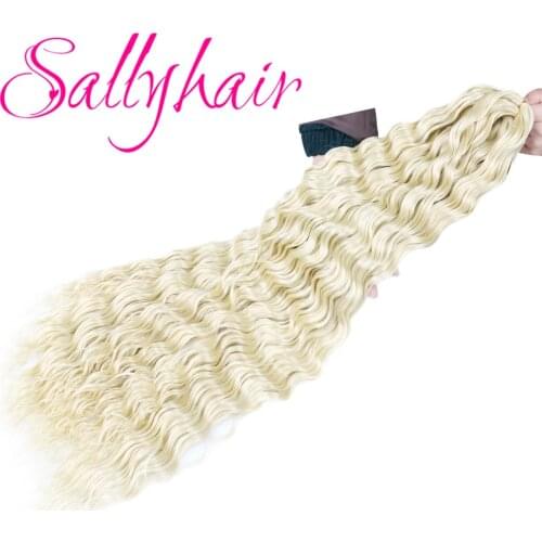 Sallyhair 32inch Deep Wave Crochet Hair Blonde Grey Ocean Wave Afro Curls Synthetic Soft Ombre Braiding Hair Extensions