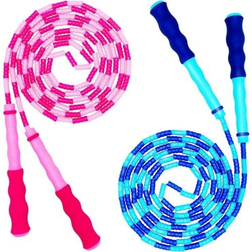 Jump Rope for Kids Adjustable Soft Beaded Skipping Rope Free Soft Rubber Segment Bead Jumping Ropes