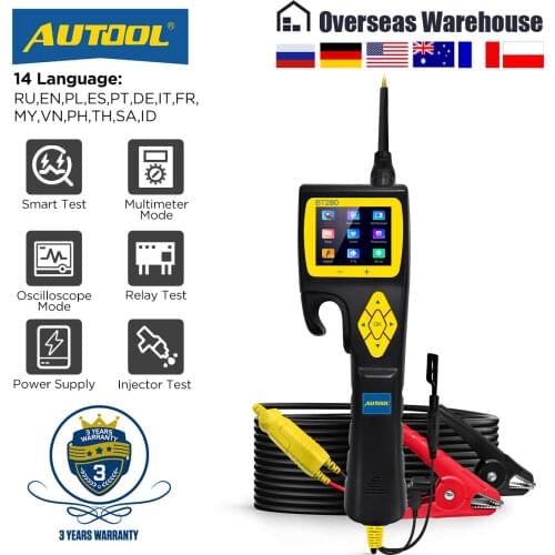AUTOOL BT280 Car Electrical Circuit Tester Power Probe Automotive Scanner Electric System Tester Voltmeter Diagnostic Tool pb100