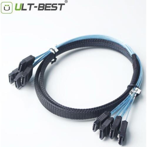 ULT-BEST High Speed 6Gbps SAS Cable 4xSATA 7Pin Female to 4xSATA 7Pin Female Cable High Quality for Server 1M