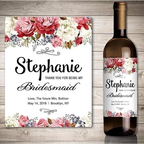 Custom Photo Bridesmaids Wine Label,Personalise Invite bridesmaids Wine Bottle Sticker,Thank You For Being My Bridesmaid Gifts