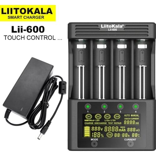 2021 LiitoKala Lii-600 LCD Battery Charger For Li-ion 3.7V and NiMH 1.2V battery Suitable for 18650 26650 21700 26700 AA AAA