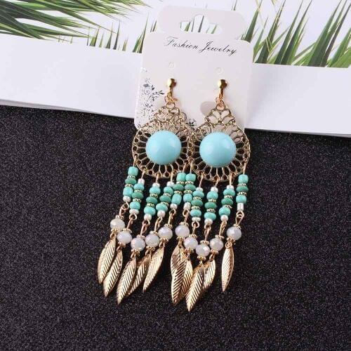 5 Colors Hand Made Beaded Tassel Clip on Earrings For Women Bohemia Beads Dangle Without Piercing Earrings Ethnic Jewelry