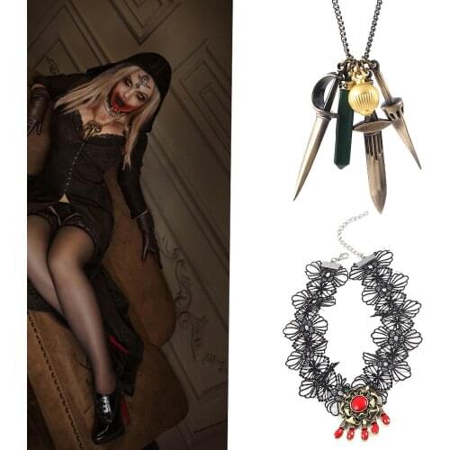 Lady Dimitrescus Daughter Collar Necklace Costume Accessories Residents Evils 8 Village Daniela Cosplay Vampire Jewelry Gift