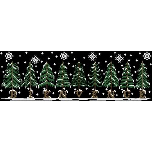 Gold Collection Counted Cross Stitch Kit Nine Christmas trees bienvenue night snowflakes