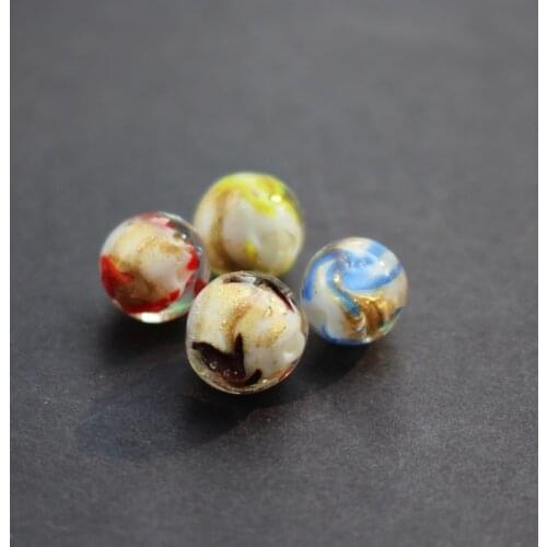 10pcs/lot 10mm Lampwork Glass Beads With Gold rotation Mix Colors for earring necklace making