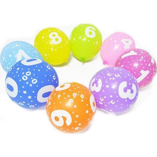10pcs/lot 12inch Number Round Latex Balloon For Wedding Party Decoration Birthday Kid Party Float Balloons Kids Toys