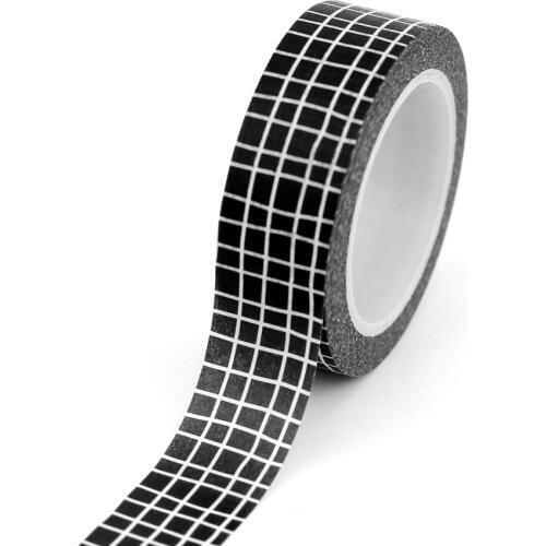 10pcs/lot Decorative Basic Black Grid Washi Tapes Paper DIY Scrapbooking Planner Adhesive Masking Tapes Kawaii Stationery