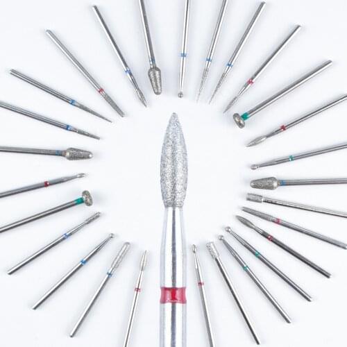 20pcs Diamond Nail Drill Bits Set Cuticle Remover Bit 3/32" Milling Cutter for Manicure File Pedicure Remove Gel Acrylic Tool