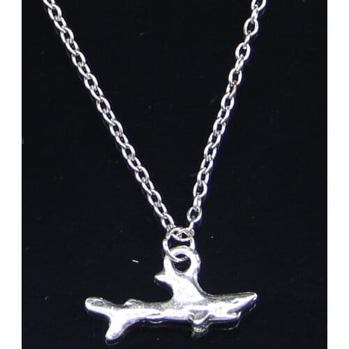 20pcs New Fashion Necklace 24x12mm shark fish Pendants Short Long Women Men Colar Gift Jewelry Choker