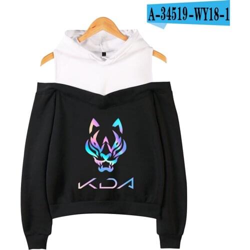 2021 Kda The Baddest Harajuku Off-shoulder Hoodies Sweatshirt Women Casual Autumn Winter Hooded Print Kawaii Picture Pullovers