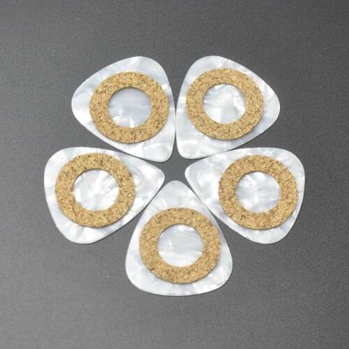 40pcs New Medium 0.71mm Antiskid Cork Grip Celluloid 351 Guitar Picks Plectrums Pearl White