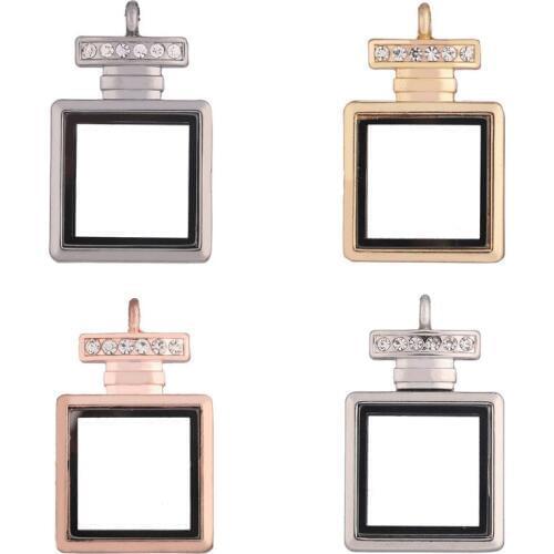 1pcs Alloy perfume bottle crystal Magnetic Glass Locket Living Memory Floating Charm pendant locket for necklace women Jewelry
