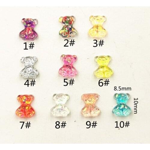 50pcs/pack Japan alloy nail art charms decals colorful resin lovely bear metal accessories bride nail sticker DIY