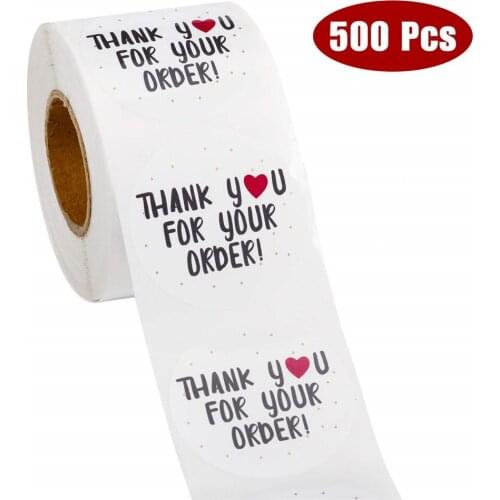 500pcs/roll Round White Thank You Stickers Envelope Seal Sticker Gift Packaging Sticker
