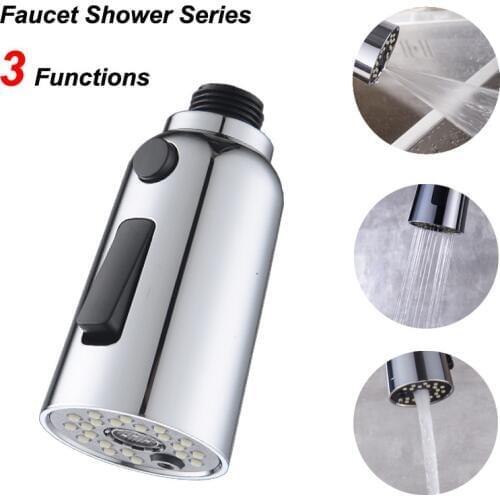 ABS Kitchen Faucet Accessories Chrome Finished Trumpet-shaped Button Switch 3 Function Kitchen Pull Out Faucet Nozzle