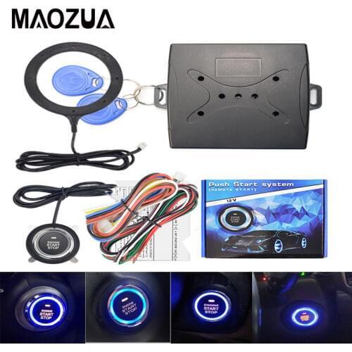Auto Car Alarm One Start Stop Button Engine Start Push Button RFID Lock Ignition Switch Keyless Entry System Anti-theft System