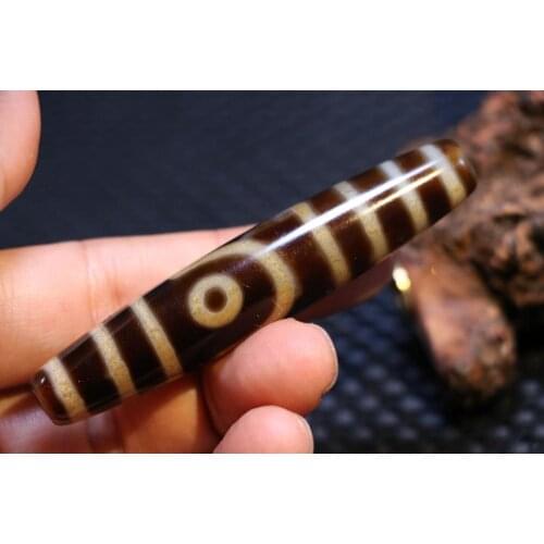 Big Treasure TalismanMagic Energy Tibetan old Agate 2 eye Love totem dZi Bead amulet 78mm FR ZZY timestown