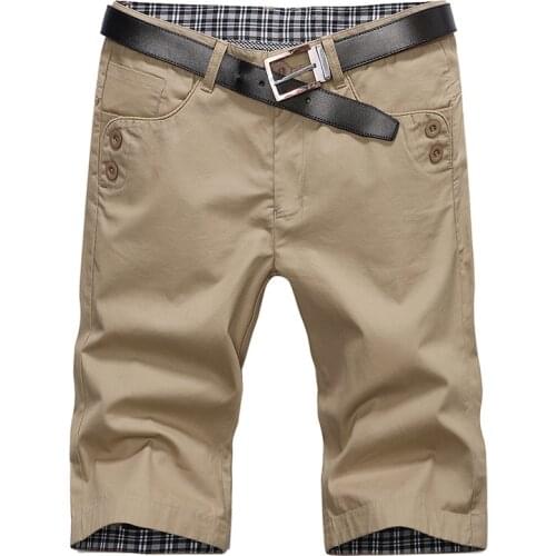 Mens Shorts Summer Casual Shorts men Cotton Fashion Streetwear Slim Solid color Breeches Shorts 2021 Classic Brand Clothing