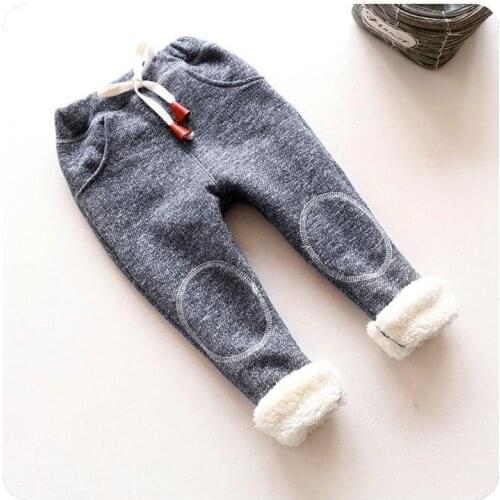 Boys warm pants winter new boys kids casual cotton thick plus velvet pants for girls children sports trousers 1-2-3-4-5-6Years