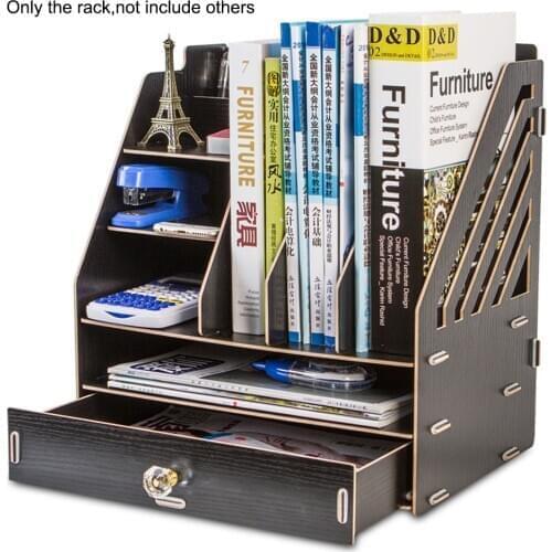 Wooden Document Tray Desktop Multifunction Storage Box Pen Pencil File Holder Storage Rack Office Desk Organizer School Supplies