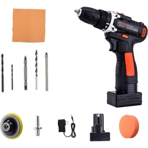 25V Cordless Drill/Driver Kit 1350rpm Variable Speed Polisher Car Buffer Waxer Set Power Screwdriver with 5 Bits&Polishing Pad