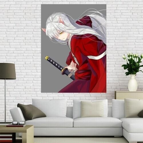Hot Sell Custom Inuyasha Canvas Painting Poster Home Decor Cloth Fabric Wall Art Poster for Living Room