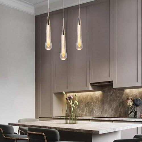 Drop-shaped Crystal Pendant Lights Modern Glass LED Pendant Hanging Lamp Lighting for Bedroom Living Room Bar Fixture