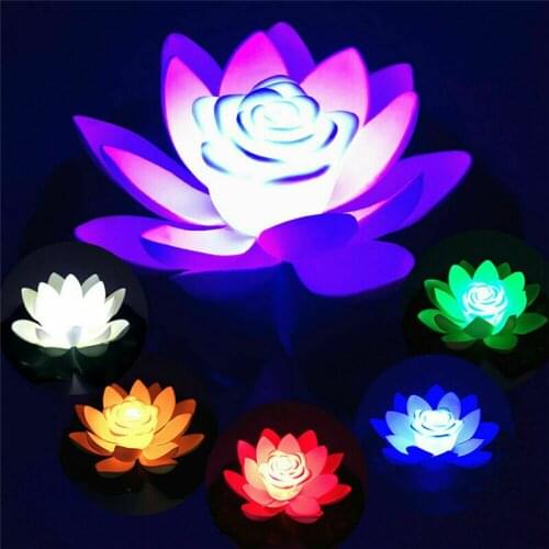 Artificial Lotus Shape Solar Powered LED Flower Light Floating Fountain Pond Garden Pool Lamp Led Night Light Solar Pool Light